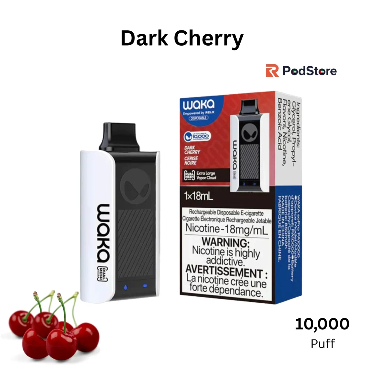 Dark Cherry WAKA SoPro 10000 Disposable Vape Dark Cherry WAKA SoPro 10000 Disposable Vape