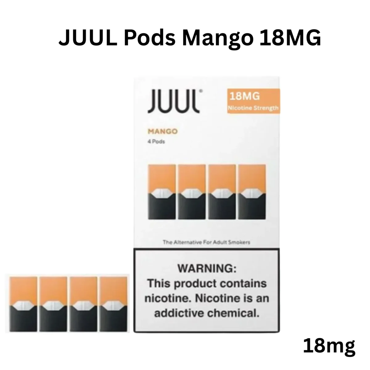 JUUL Pods Mango 18MG 4PcPack JUUL Mango pods 18 MG