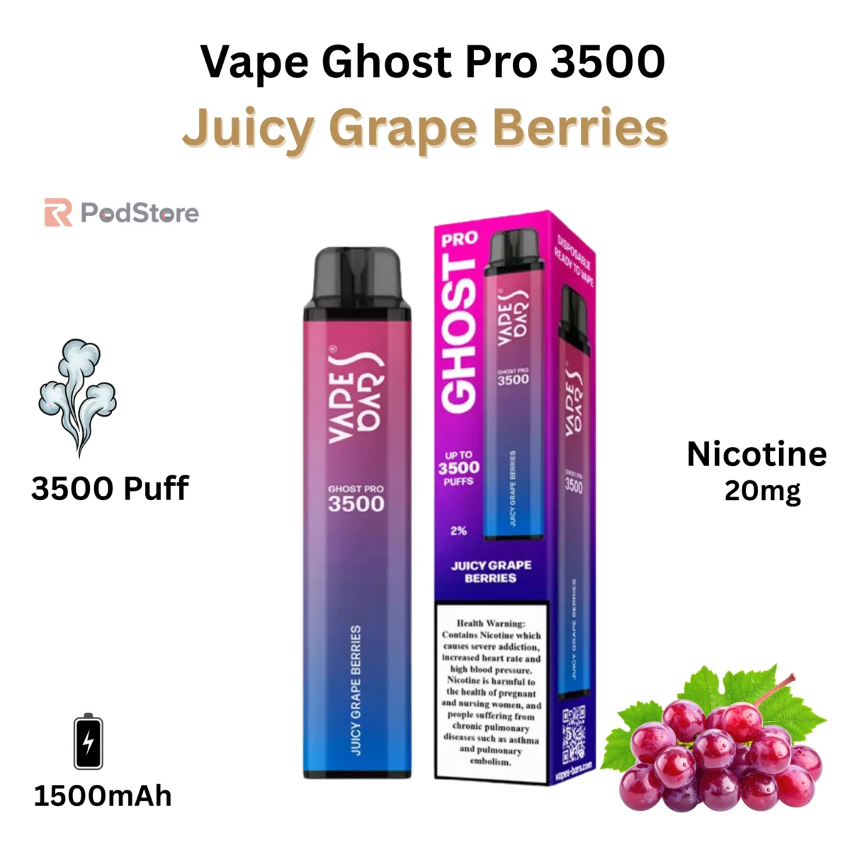 Ghost Pro 3500 Juicy Grape Berries