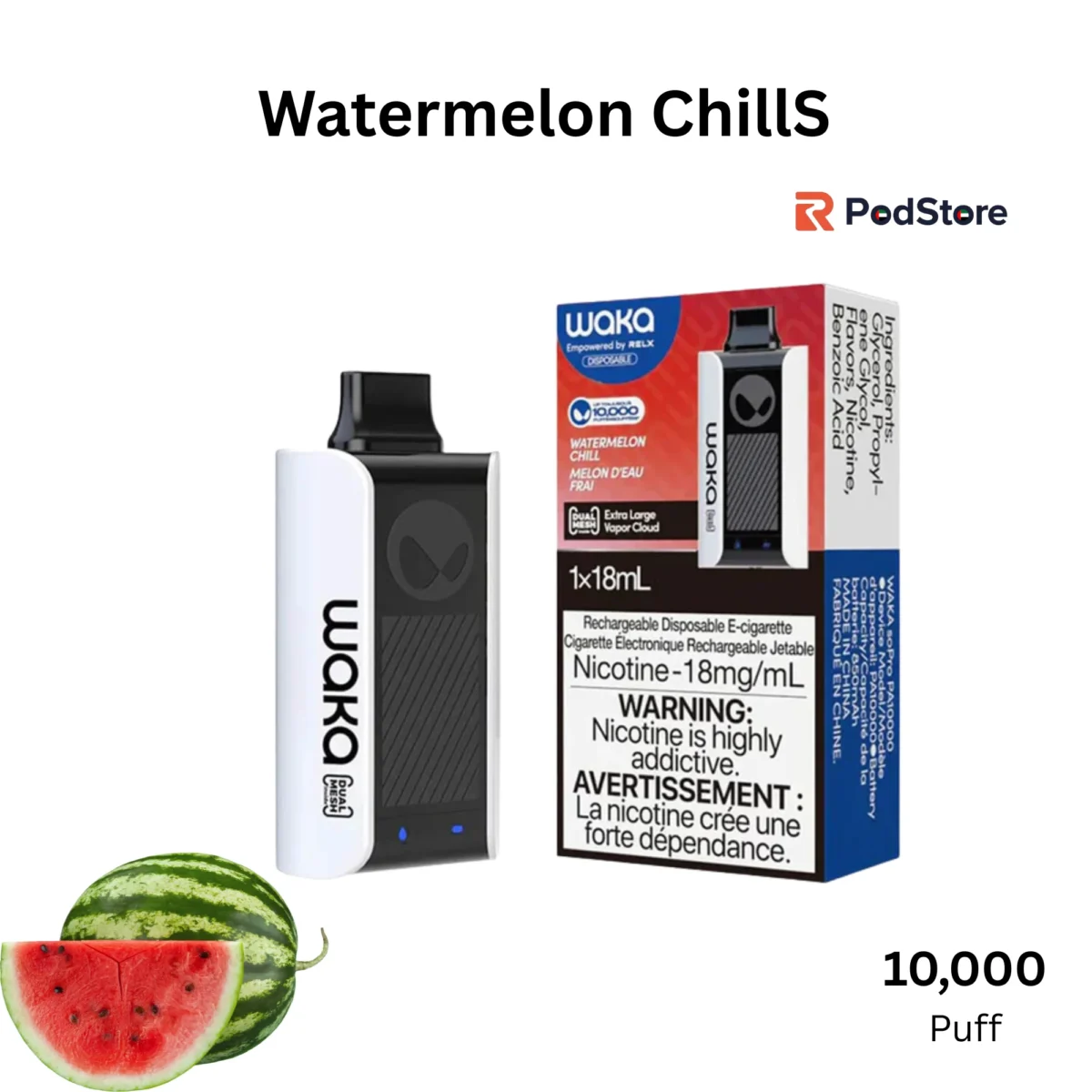 Watermelon Chill WAKA SoPro 10000 Puffs