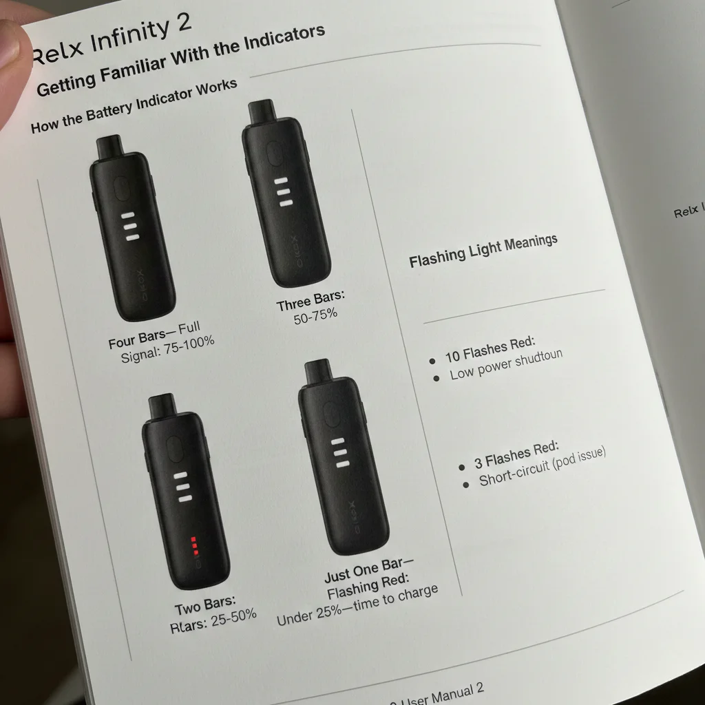 Relx Infinity Review: Understanding the Infinity vs Infinity 2 for UAE Users 3 Relx Infinity 2 User Manual Getting Familiar With the Indicators