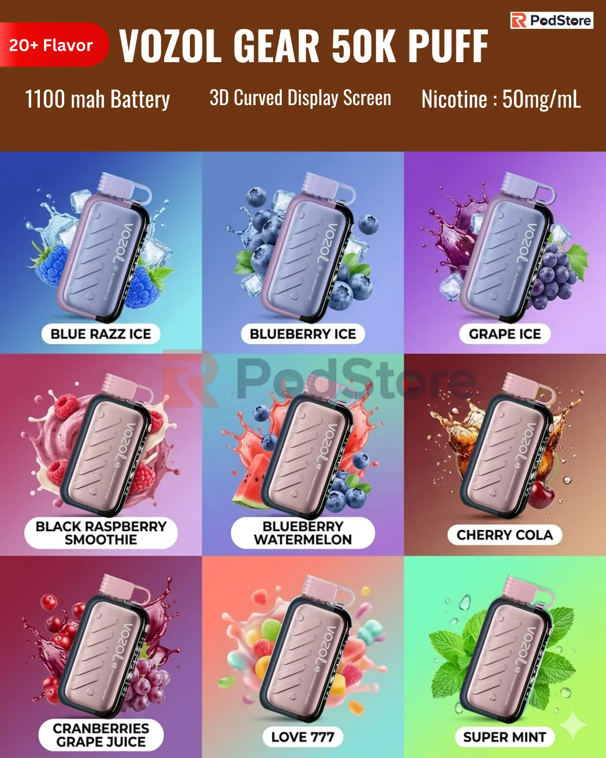 Vozol Gear Ice & Sweet 50000 Puffs Vozol Gear Ice & Sweet 50000 Puffs