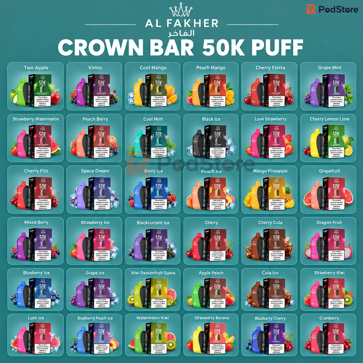 Crown Bar Al Fakher 50000 Puffs Cloud Box Disposable Vape Crown Bar Al Fakher 50000 Puffs Cloud Box Disposable Vape