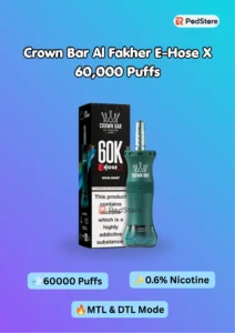 Crown Bar Al Fakher E-Hose X 60,000 Puffs Disposable Vape 1 Crown Bar Al Fakher E-Hose X 60,000 Puffs